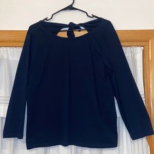 Navy long sleeve with open tie back.